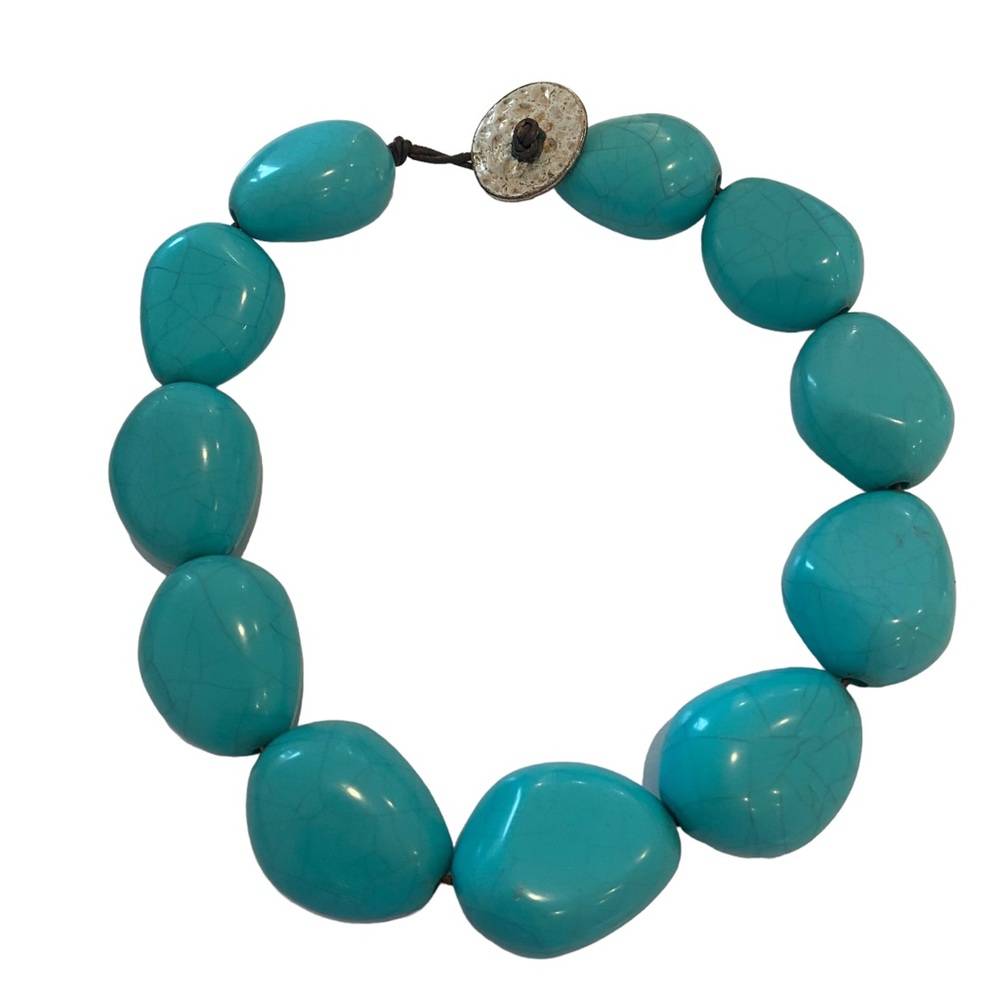 Chaps Ralph Laurent Chunky Howlite Blue Necklace Statement 17$